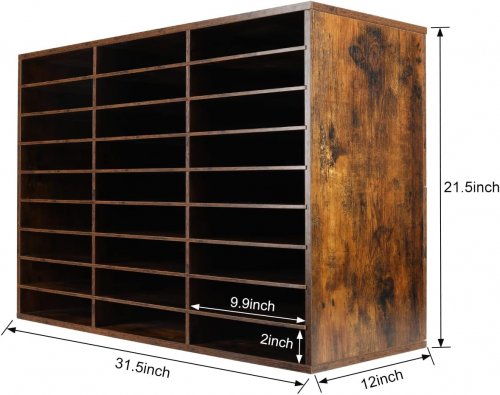 PAG Multi-Layer Wood Literature Organizer - 27 COMPARTMENTS - 31.5" x 12" x 21.5" - BLACK/WHITE (model: gwjg-b&w) image 2