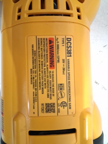 DEWALT MAX LITHIUM-ION CORDLESS RECIPROCATING SAW *TOOL ONLY* - 1-1/8" STROKE LENGTH - 20V - YELLOW (MODEL: DCS381) image 3