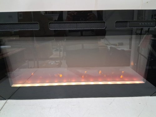 efiretric electric fireplace heater with multicolored flame, freestanding or wall mount/recessed - 36" x 17", 1500W - black - (model: dc0002hs36a) image 8