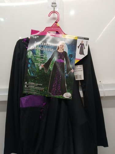 GIRL'S SORCERESS COSTUME DRESS - LARGE - BLACK PURPLE image 2