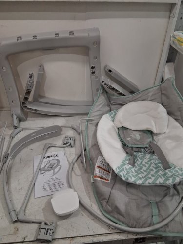 INGENUITY 3-IN-1 KEEP COZY GROW WITH ME VIBRATING BABY BOUNCER, ROCKER & CHAIR - 40LBS CAPACITY - WEAVER THEME GREY/WHITE/GREEN (MODEL: ‎12428) image 2