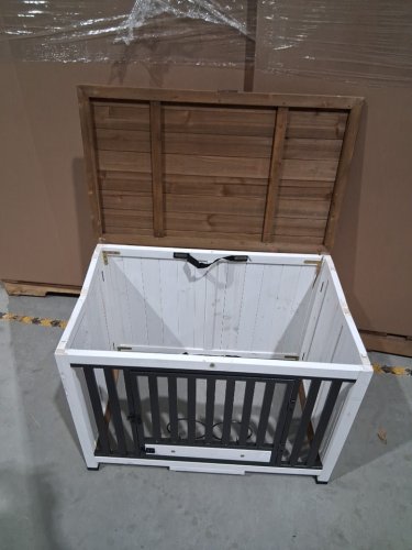 Aivituvin Foldable Dog Crate with iron door - 33" x 20" x 24" - white/natural (model: AIR100) image 5