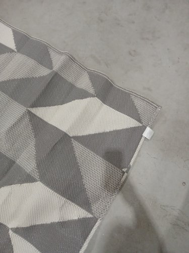 LARGE OUTDOOR GEOMETRIC AREA RUG - 7.6FT X 5FT - GREY/WHITE image 6