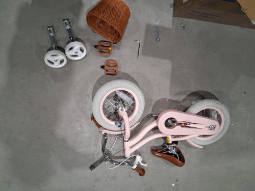 OLAKIDS Kids Bike with Removable Training Wheels, Rattan Basket, Safety Bell, Adjustable Seat and Handlebar, Dual Brakes, for Girls and Boys Ages (3–8) - 12" - Pink / White (Model:TS10134PI-12) image 3