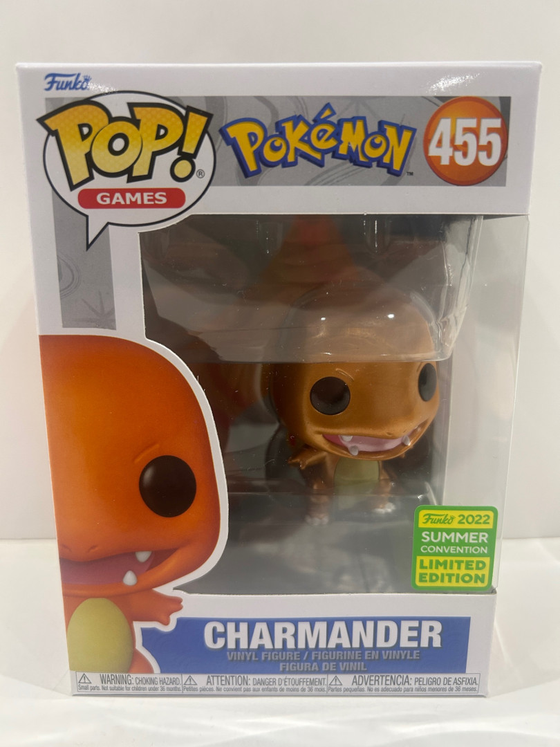 Funko pop! **metallic**2022 summer convention** games: pokemon - charmander vinyl figure (#455) image 2