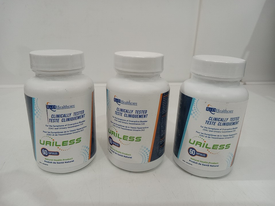 3 (60 Caps) R&D Healthcare Uriless Natural Health Supplement for overactive bladders - 3 month supply (180 caps total) image 2