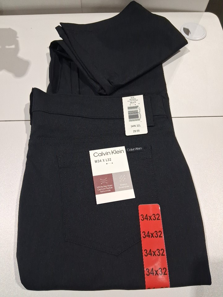 MENS' CALVIN KLEIN INFINITE FLEX WAIST STRETCH STRAIGHT DRESS PANTS - 34W X 32L - BLACK - (STYLE: 1665322) image 2