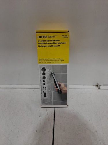 6-in-1 HOTO WAND Electric Spin Scrubber Rechargeable Grout Cleaner Scrub Brush with 12 Replaceable Heads- black/grey (MODEL: 1936026) image 2
