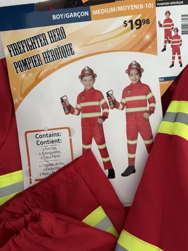 3PC KIDS PARTYHOLIC FIREFIGHTER HERO COSTUME (NO HAT) - MEDIUM (8-10) - RED image 2