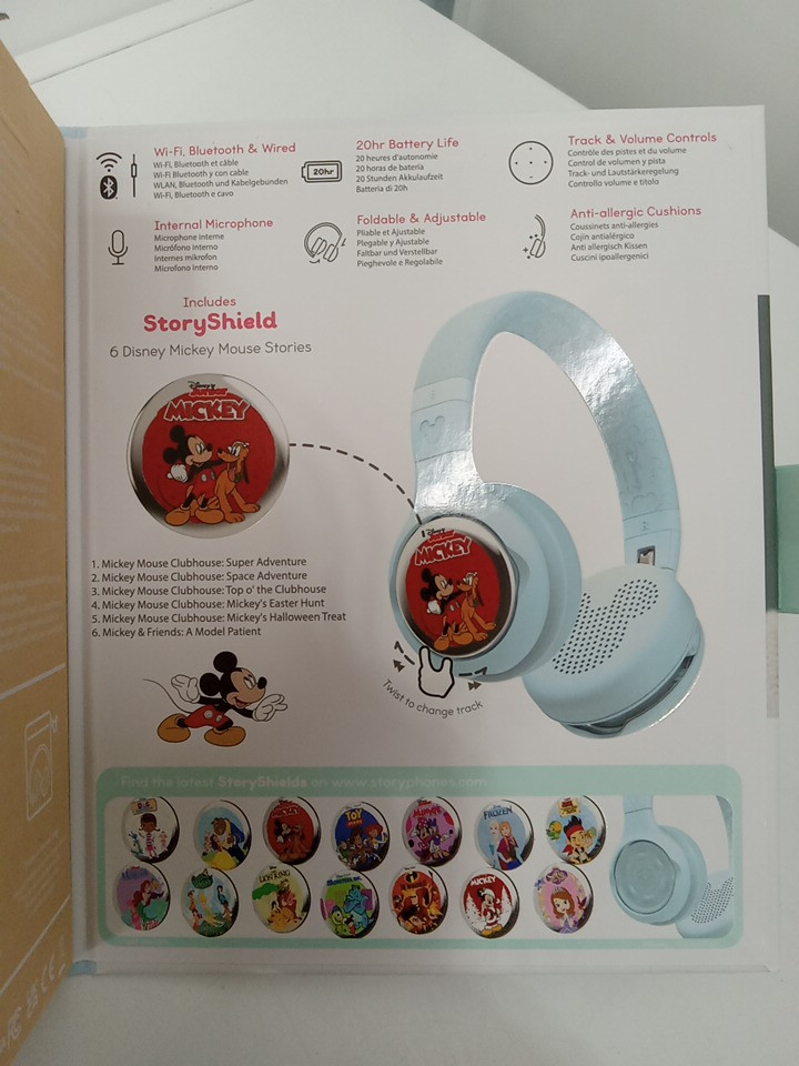 onanoff Disney StoryPhones bluetooth headphones with built-in mic for audio stories, music and educational content - compatible with ios/android - blue Mickey Mouse bundle (model:ON-STORYPH-DIS-BLUE) image 6