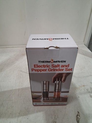 2PK ThermoMaven Electric Salt and Pepper Rechargeable Automatic Grinder with 6 Adjustable settings - 110ML CAP - 7" - silver (model: kymq-32a) image 2