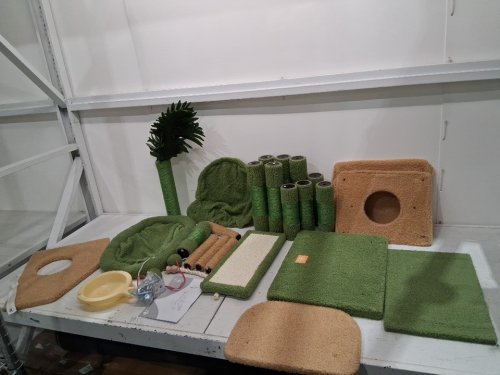 Heybly Cat Tree with Perches, Basket, Leaf and Feeding Bowl - 65" -  green/yellow (MODEL: hct015gy) image 3