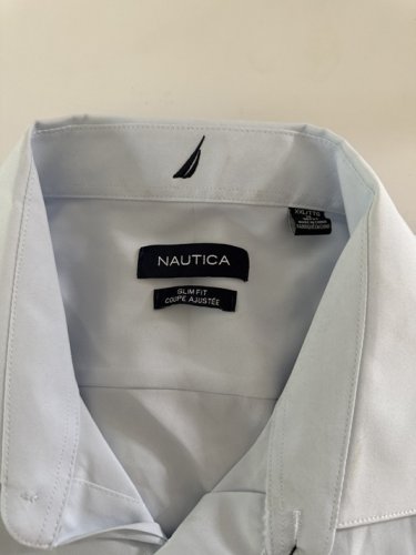 MEN'S NAUTICA OXFORD SLIM FIT Dress SHIRT - XXL 18 (36/37) - Light BLUE (STYLE: 1970226) image 3