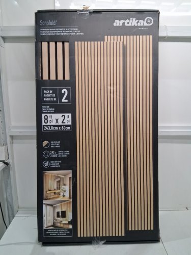 2PK Artika Sonofold Slatted Wall Panels - 8FTX2FT - Oak and Black finish (MODEL: 96RAT-SF-C10ABL/1949121) image 2
