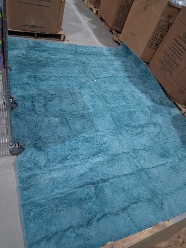 Large fluffy shag Area Rug Carpet - 8ft x 10ft, non-slip, washable - blue image 3
