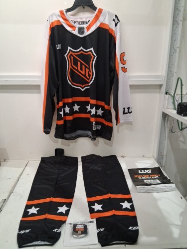 2pc LUG NHL Retro Style 90's all star jersey and Shin guard cover set - medium - Orange/black image 3