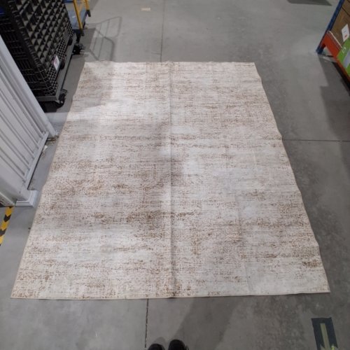ABSTRACT DISTRESSED AREA RUG- 8ft 9" x 8ft 2" - BEIGE/CREAM image 3