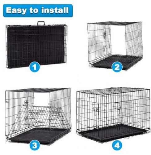 BESTPET Dog Crate with Double Door and Removable Tray - 36" x 23" x 25" - BLACK - (MODEL: B08BC4QSL9) image 2