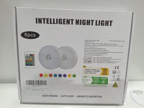6pk Intelligent Motion Sensor LED Night Light with remote for color changing options & RBG feature - dimmable/rechargeable  (Model: LW2V) image 4