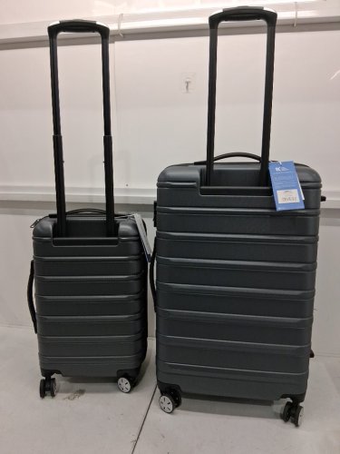 2pc Samsonite Omni 2 Hardside Expandable Spinner Luggage suitcase with telescopic handles - 22" & 24" - Solid Charcoal grey (model: 138449-3386) image 2