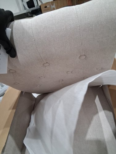 Uixe Modern Linen Upholstered Button High Back Accent Arm Chair with Wood Legs - beige (model: ch0040-beige) image 6