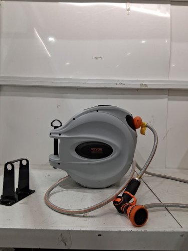 wall-mounted Retractable Garden Hose Reel - 100ft - grey/black image 2