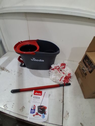 Vileda EasyWring Spin Mop Bucket Floor Cleaning System with Power Mop Head & extendable handle - red/grey (model: 172880/10683010609981/183310) image 2