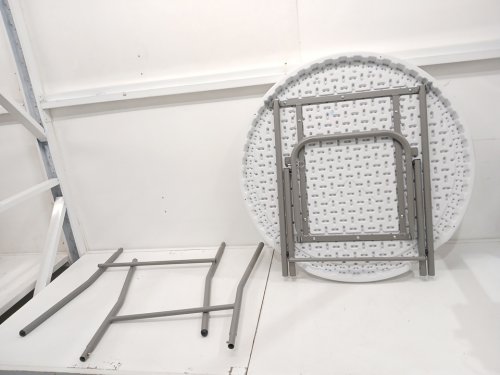 bar height round plastic folding cocktail table - 32" round - granite white (model: sn-r80-2) image 3