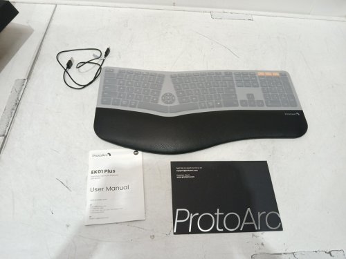 ProtoArc  Backlit Wireless Full Size Ergonomic Split Keyboard with Wrist Rest, USB-C Charging, Bluetooth & USB - black (model: ek01 plus) image 5