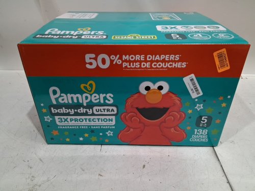 138PK PAMPERS BABY DRY ULTRA DIAPERS - SIZE 5 (20-37LBS) - SESAME STREET image 2