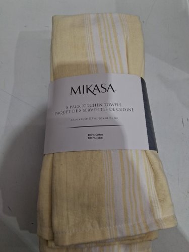 8PK MIKASA KITCHEN TOWELS - 17"X28" - YELLOW/ WHITE (MODEL:3400550) image 2