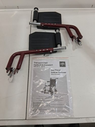MEDLINE LIGHTWEIGHT FOLDING TRANSPORT WHEELCHAIR WITH HANDBRAKES - 300LBS CAP - BURGUNDY/RED (MODEL: MD5808210ARE) image 6
