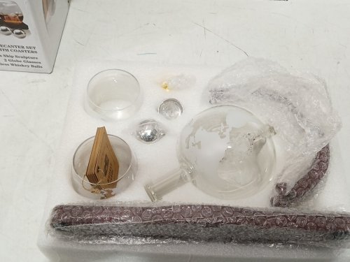 ponpur globe decanter and glass set - clear/glass image 3