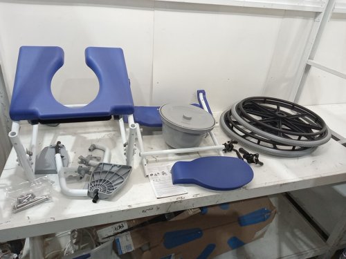 KMINA Adjustable Rolling Shower Commode Wheelchair - 265lb max - blue (model: K30032) image 3