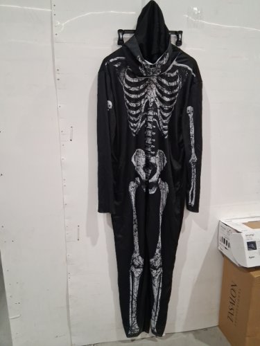 adult PARTYHOLIC SKELEBONES COSTUME JUMPSUIT - osfm - BLACK / WHITE image 2