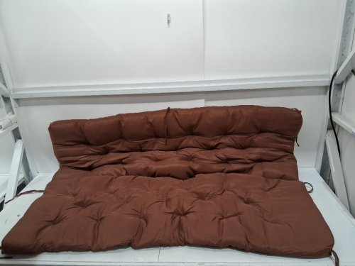 PORCH BENCH/SWING SEAT CUSHION WITH BACK REST AND TIES - 60" X 44" - BROWN image 3