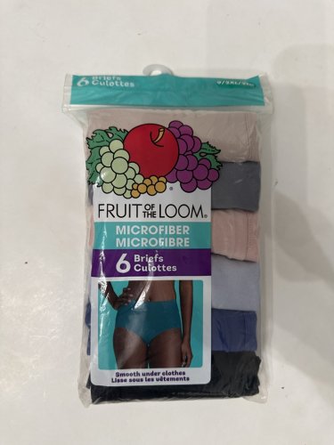 6PK WOMEN'S FRUIT OF THE LOOM MICROFIBER BRIEFS - 2XL - ASSORTED COLOURS image 2