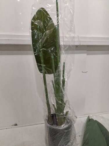 fsohoi Bird of paradise artificial plant WITH POT - 4FT - Green/grey image 4