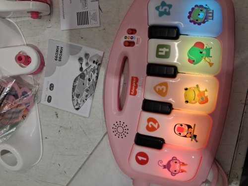 FISHER-PRICE PORTABLE BABY ACTIVITY MAT GLOW AND GROW KICK & PLAY PIANO GYM MUSICAL TOY WITH SMART STAGES LEARNING & MARACAS - 0+ MONTHS - PINK (MODEL: HWD99) image 3