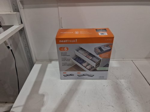 6pc neatfreak adjustable drawer organizers - 7.5" x 13.5" x 4" (small bins) - 13.5" x 13.5" x 4" (large bins) - grey (model: 1736539) image 2