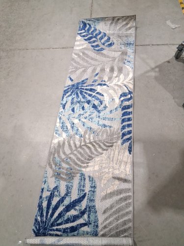 JONATHAN Y Tropics Palm Leaves Indoor/Outdoor Runner Rug - 2 ft. x 8 ft - grey/blue - (model:  AMC100A-28) image 3
