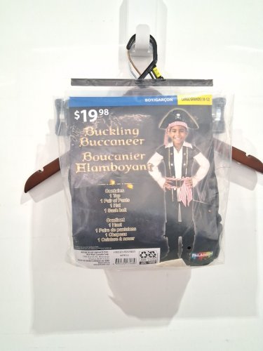 3PC BOYS PALAMON BUCKLING BUCCANEER COSTUME SHIRT, HAT, SASH BELT - LARGE (10-12) - WHITE/BLACK/RED/GOLD (STYLE: 6879C (L) image 2