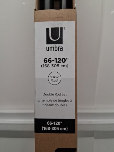 UMBRA 1" CAPPA ADJUSTABLE CURTAIN ROD - 66"-120" - BLACK (MODEL: 1017987-038-a60)) image 3