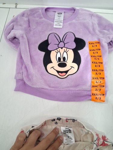 3PC GIRL'S MINNIE MOUSE clothes - 1 SWEATER, 1 LONG PANTS, 1 SHORTS - xxs (2/3) - purple/pink image 3