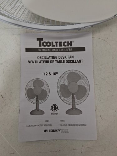 TOOLTECH 3-SPEED INDOOR OSCILLATING DESK FAN - 16" - WHITE (MODEL: 100076) image 4