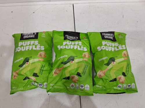3PK Frankie's Organic Puffs Snacks - 140g (420G TOTAL) - Jalapeno image 2