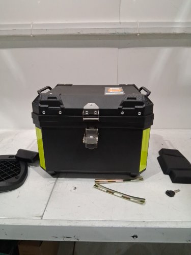 Motorcycle Top Case, Aluminum Luggage Case with Security Lock, Storage Carrier Case Luggage, Waterproof Motorcycle Trunk - 16" x 10" x 12"- black image 2