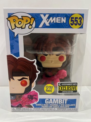 Funko pop! **glows in the dark**earth exclusive** xmen - gambit bobble head (#553) image 2