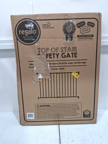 REGALO EXTRA WIDE 2-IN-1 TOP OF STAIRWAY & HALLWAY SAFETY GATE WITH MOUNTING KIT - 24" - 40.5" X 28.75" - WHITE (MODEL: 1250DS) image 2