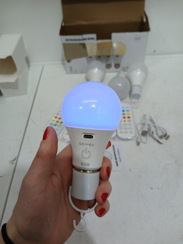 4PK FRIDEKO HOME Smart LED Bulbs, 5 Colour Modes, Touch Control, USB Rechargeable, 150LM, 2000mAh - WHITE BASES MET-WiFi light bulb-Parent(MODEL:) image 4